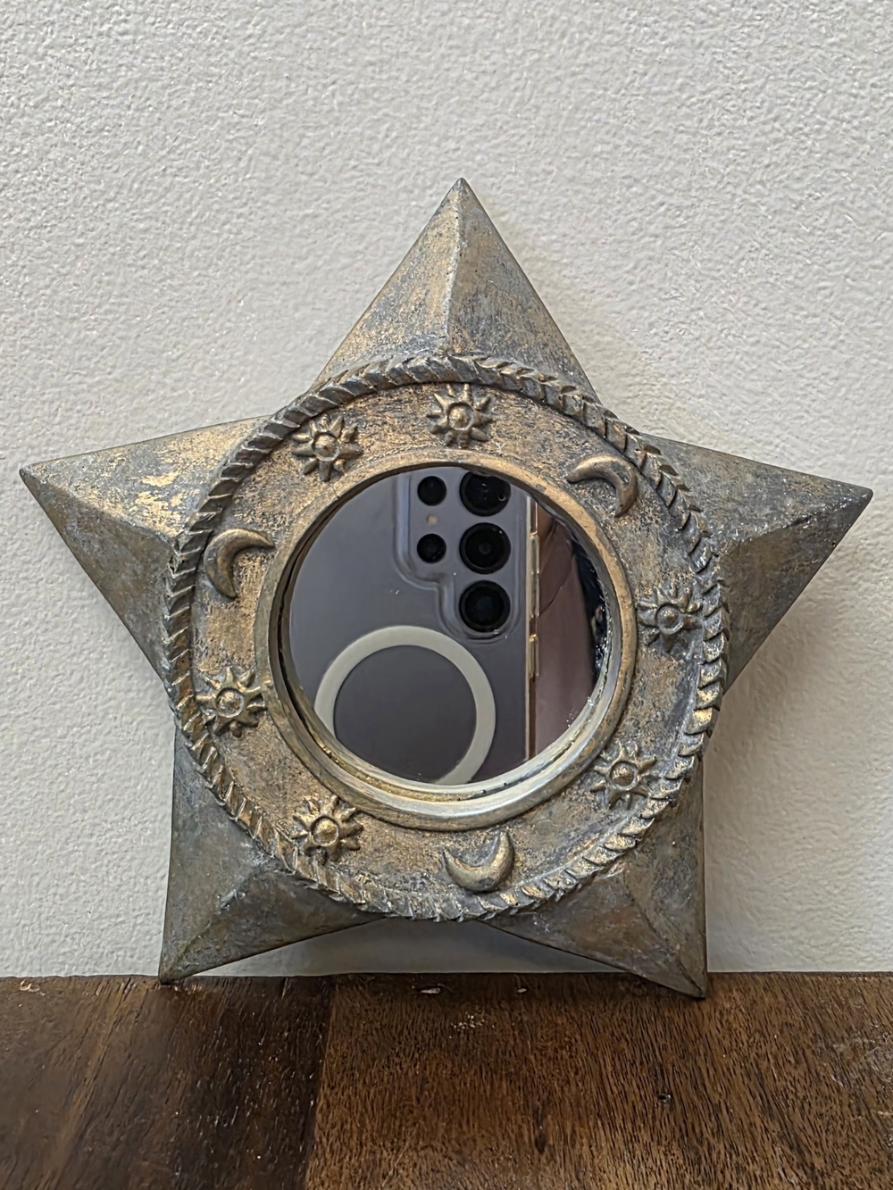 90s Vintage Starburst Celestial Wall Mirror in Gold Tones - Fairycore